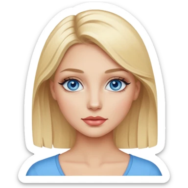 Blonde with blue eyes and makeup sticker