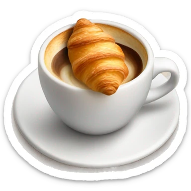 Cup of cappuccino with croissant sticker