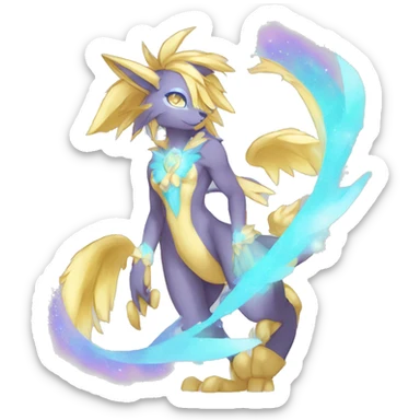 Anthro Sona Colorful Godly Celestial Shiny Fakemon Full Body sticker