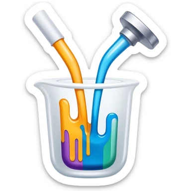 Epoxy resin art icon, tubes of epoxy resin, visible mixing tools, colorful resin pouring onto a surface, creating intricate patterns or designs, such as abstract art or coasters, minimalistic style, clean lines, transparent background. sticker