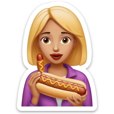 women eating hotdog no bun sticker