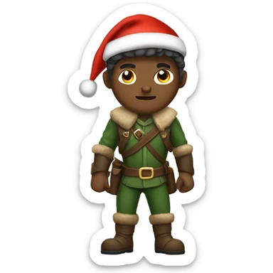 Fierce human male ranger wearing santa hat sticker