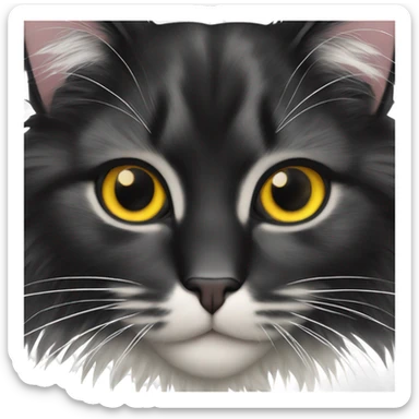 Black Norwegian forest cat with white chest spot sticker