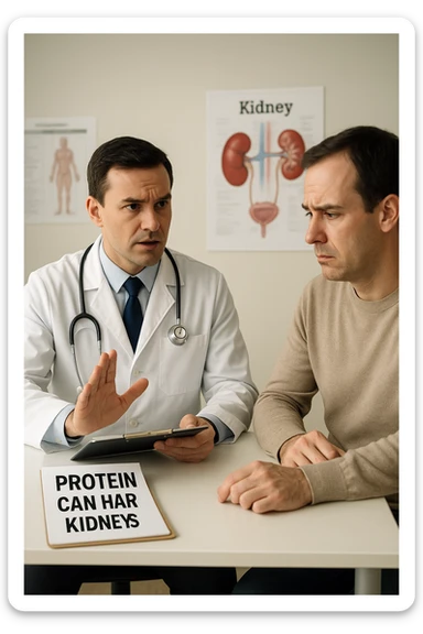 dottore che dice al paziente di non prendere proteine perchè fanno male ai reni sticker
