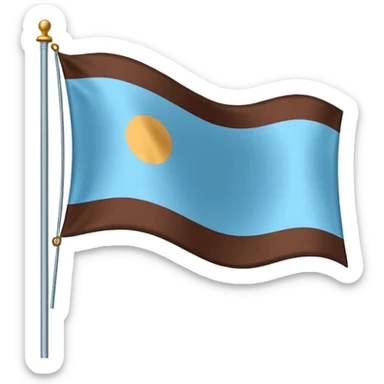 A flag with light blue and chocolate colour sticker