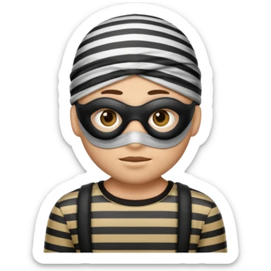 A theif robber emoji,Stripped shirt.eye mask. sticker