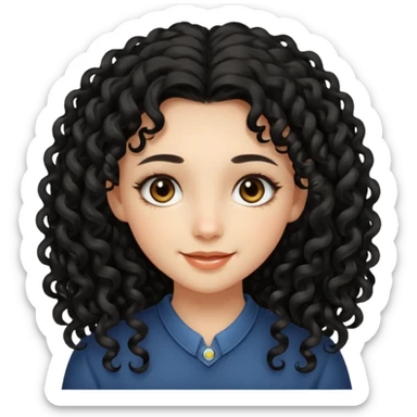 girl with long black curly hair and beautiful hazel eyes sticker