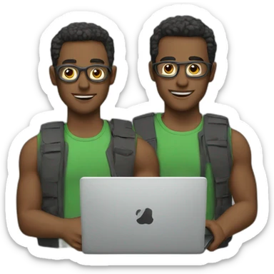 two guys with a laptop sticker