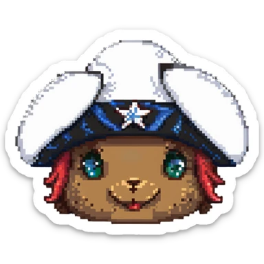 pixel art of Yankee Doodle's head, Tricorne hat, winking sticker