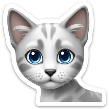cute cat white, grey with blue eyes sticker