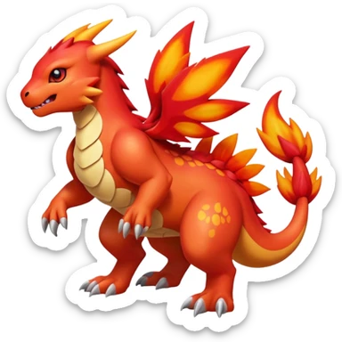 Cute Shiny Guilmon-Quilava-Fakémon-hybrid-creature (full body)  sticker