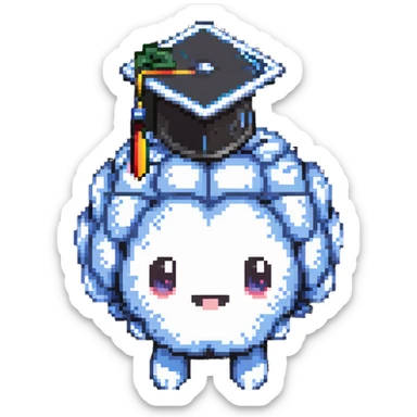 cute brain with a graduation cap sticker