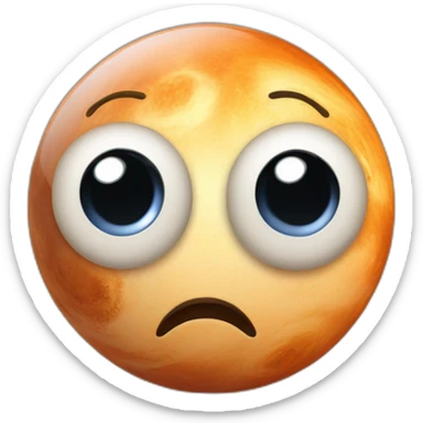 planet Venus with a cartoon expressionless face with big playful eyes sticker