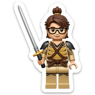 lego Samurai with glasses, Warrior in samurai armor, with katana sticker