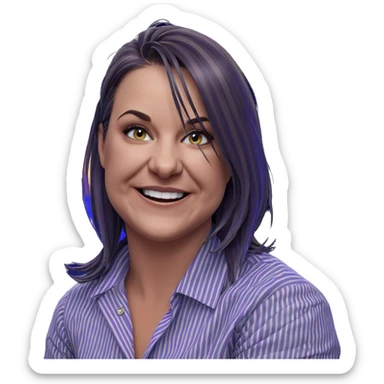 smiling girl in striped shirt sticker