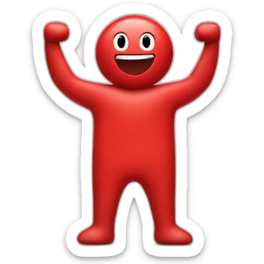 Red M with a face on it and arms and legs sticker