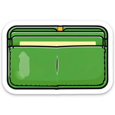 sleek black leather wallet open with exactly one dollar bill visible inside sticker