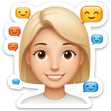 smiling face with balanced thought bubbles of work and relaxation sticker