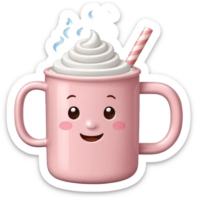 Light Pink mug of hot chocolate with marshmallows sticker