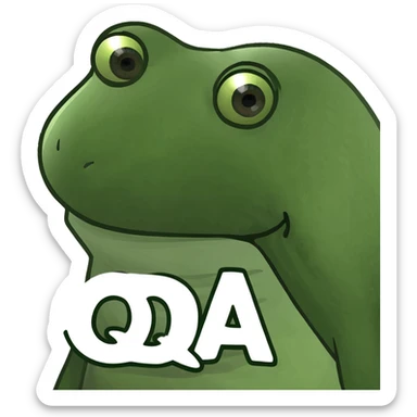 funny frog head with the letters QA inside sticker