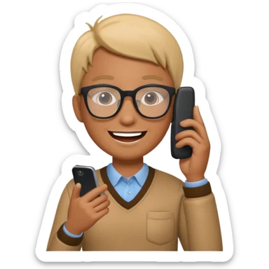 A 3D bitmoji talking on mobile with someone sticker