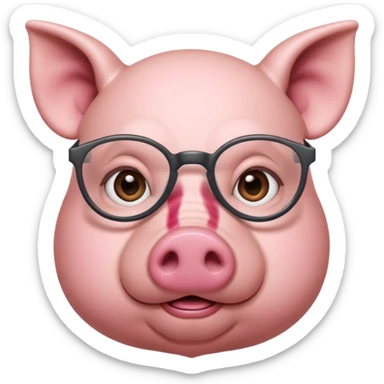 Pig wearing specs sticker