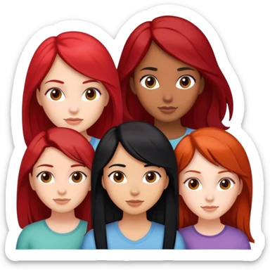 Three girl friends one black hair one red hair one brown hair  sticker