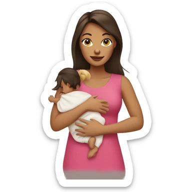 Brunette mom and baby girl sticker