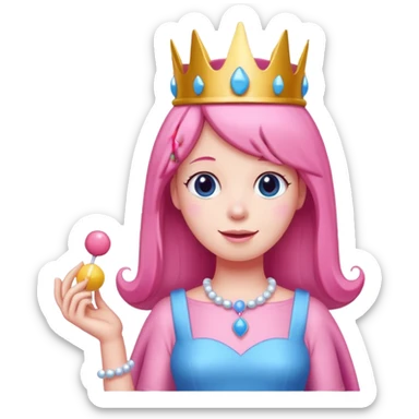 happy earringed princess bubblegum with candy crown sticker
