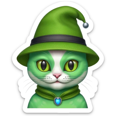 alien cat with hat sticker