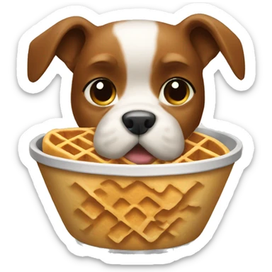 dog bowl with waffle sticker