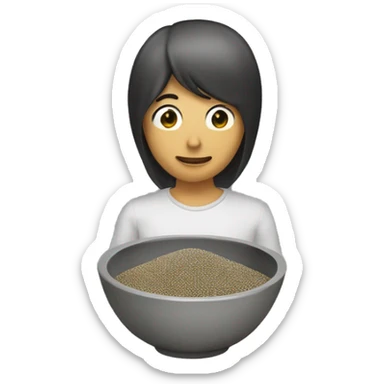 a bowl of chia seeds. no face. sticker