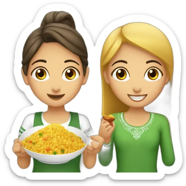 Algerian girl eating couscous and French girl eating pas y’a sticker