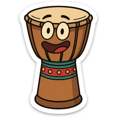 African drum (djembe), colorful, cartoon style sticker