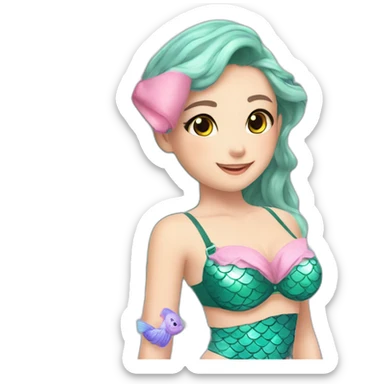 young mermaid sweet cute adorable training bra bow-on-bra sticker