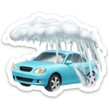 car being washed, covered in foam sticker