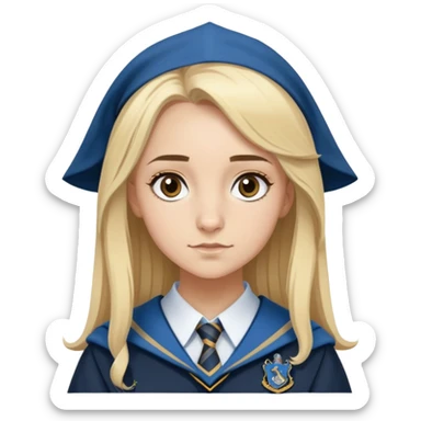 Gemma Padley is Penelope Clearwater in harry potter, wear hogwarts Ravenclaw uniform, blonde hair, brown eyes sticker
