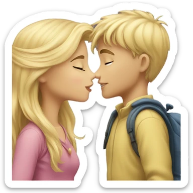 Blond girl kisses a blond boy sticker
