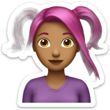 Girl with long bob magenta hair  sticker