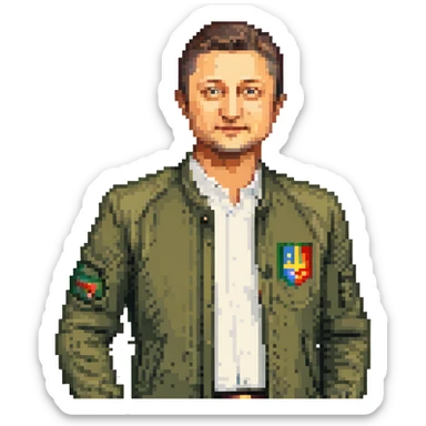 Emoji of Vladimir Zelensky waist-length, arms and shoulders within frame sticker