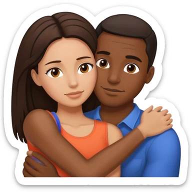 Black man hug brunette woman sticker