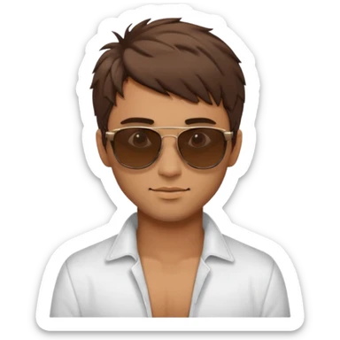 Handsome. Male. Short brown hair. Messy hairstyles. Sunglasses. Sexy pose sticker