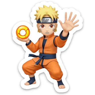 Naruto emoji holding a rasengan in his hands with six power sage mode  sticker