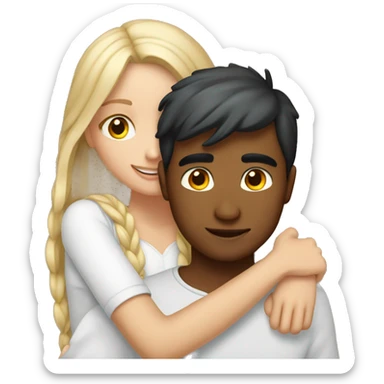 Indian boy hugging white girl sticker