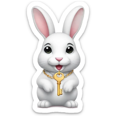 Rabbit with a key necklace  sticker