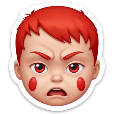 a baby all red red angry face  sticker