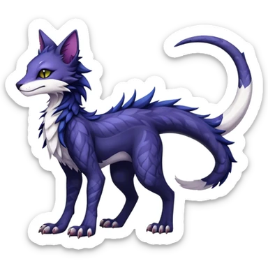 Kawaii dark edgy fantasy feline-vernid-sergal-fursona animal creature with a tufted tail full body with intricate markings  sticker