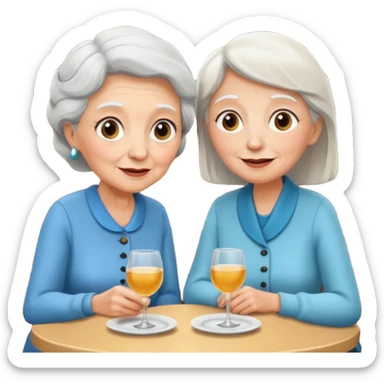 conversación dentro de un restaurant  dos personas y una de las persoans sea una abuela sticker