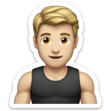 Pale skinned Fit Man With the biceps and brown hair in black shirt and gray shorts sticker