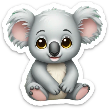 a baby koala on a bed  sticker